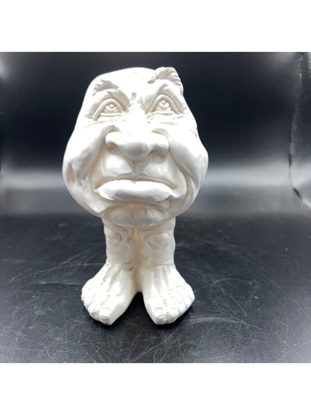 White Resin Ugly Face Head Planter Feet Quirky Unique Home Decor Accent Piece